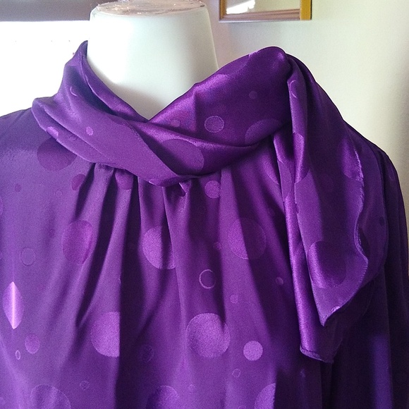 Poet by Nicola Vintage purple circle print Blouse size 12 - Picture 5 of 10